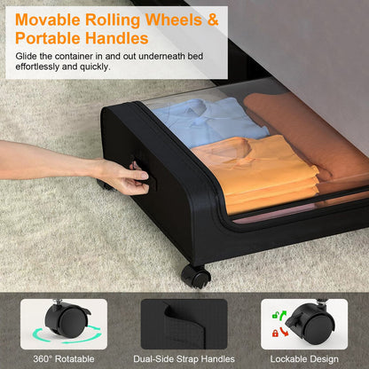 2Pcs  Under Bed Storage Containers With Lid Wheels Strap Handles 42L 11Gal Per Container Fedex Shipping